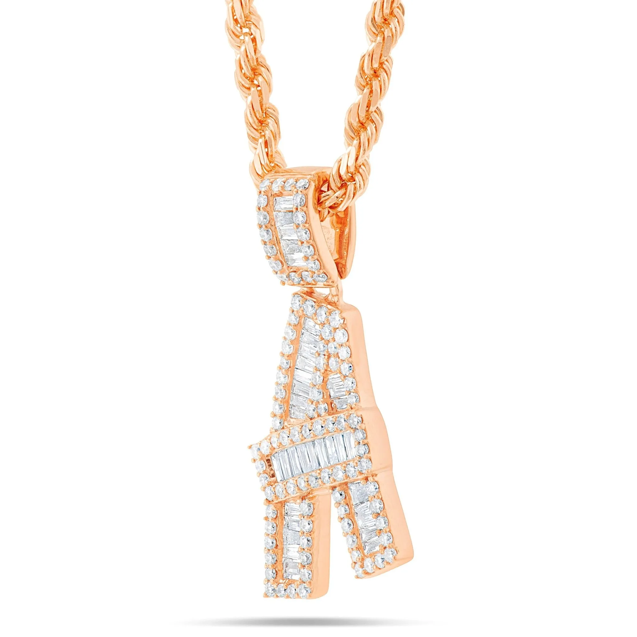 10K Gold 0.81ct Baguette Diamond Initial Pendant