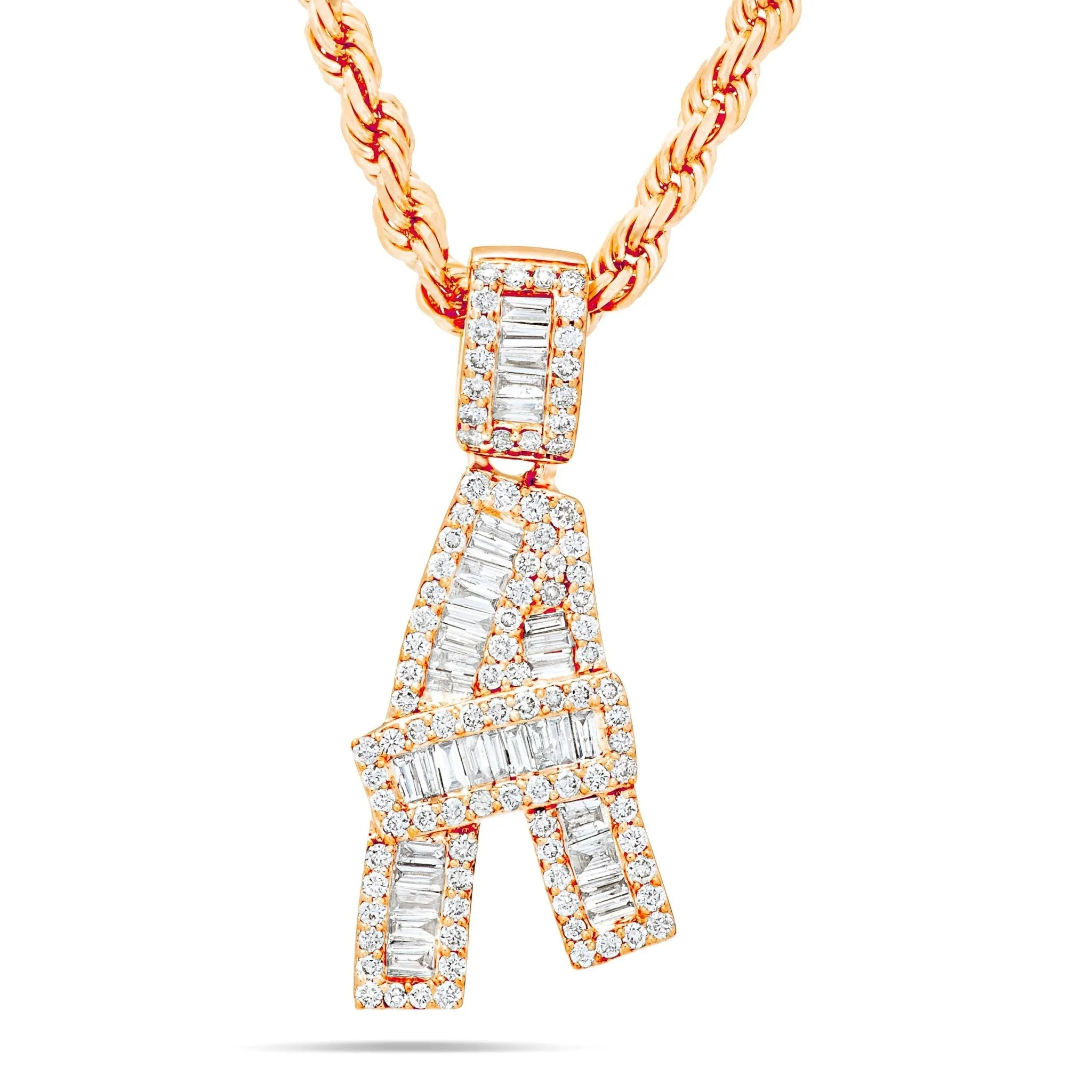 10K Gold 0.81ct Baguette Diamond Initial Pendant