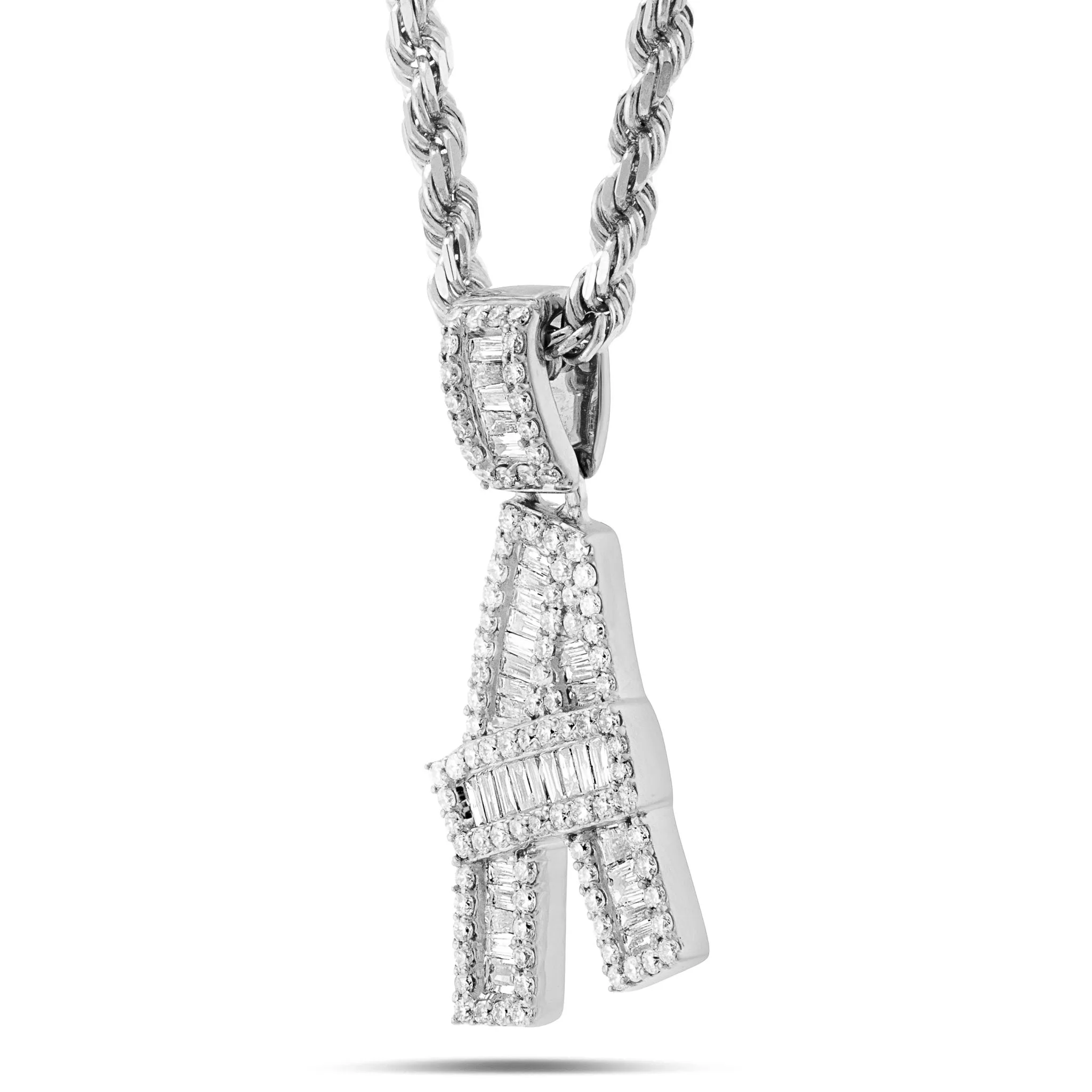 10K Gold 0.81ct Baguette Diamond Initial Pendant