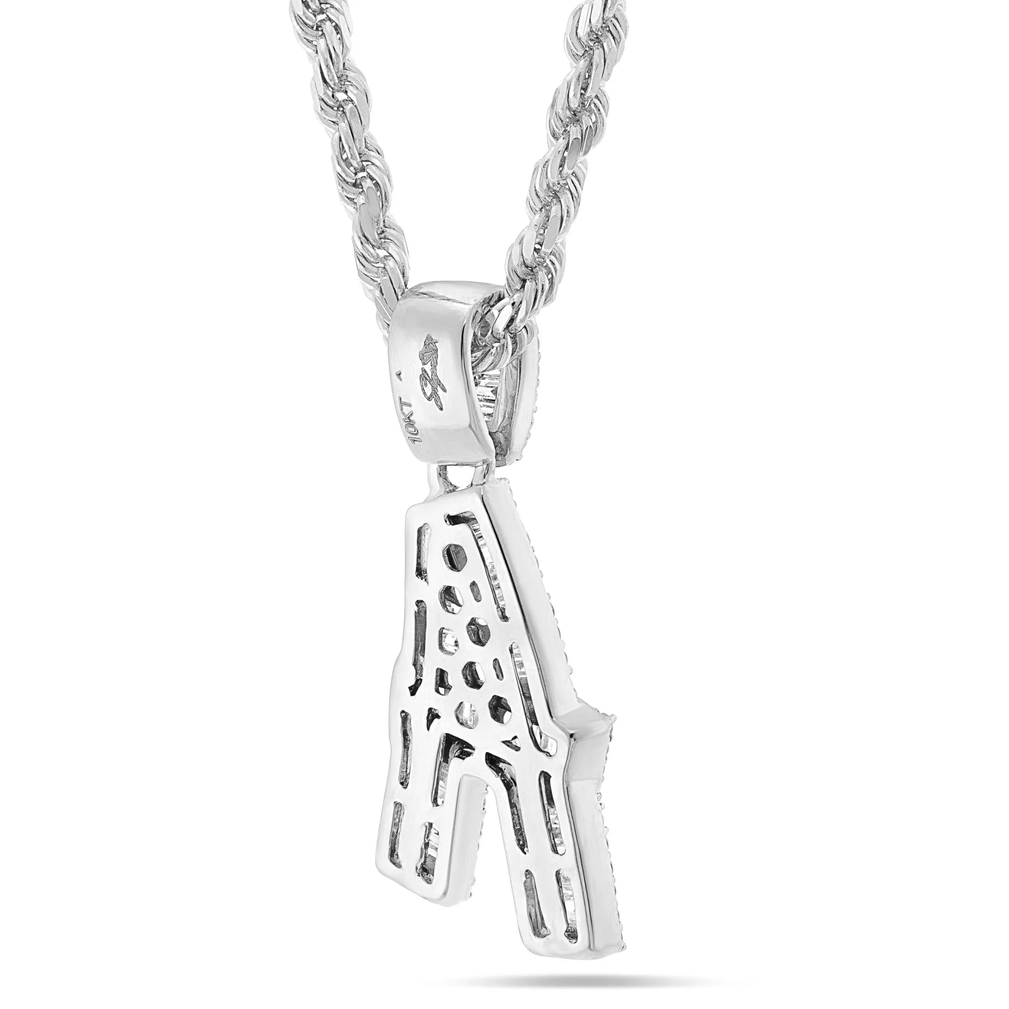 10K Gold 0.81ct Baguette Diamond Initial Pendant
