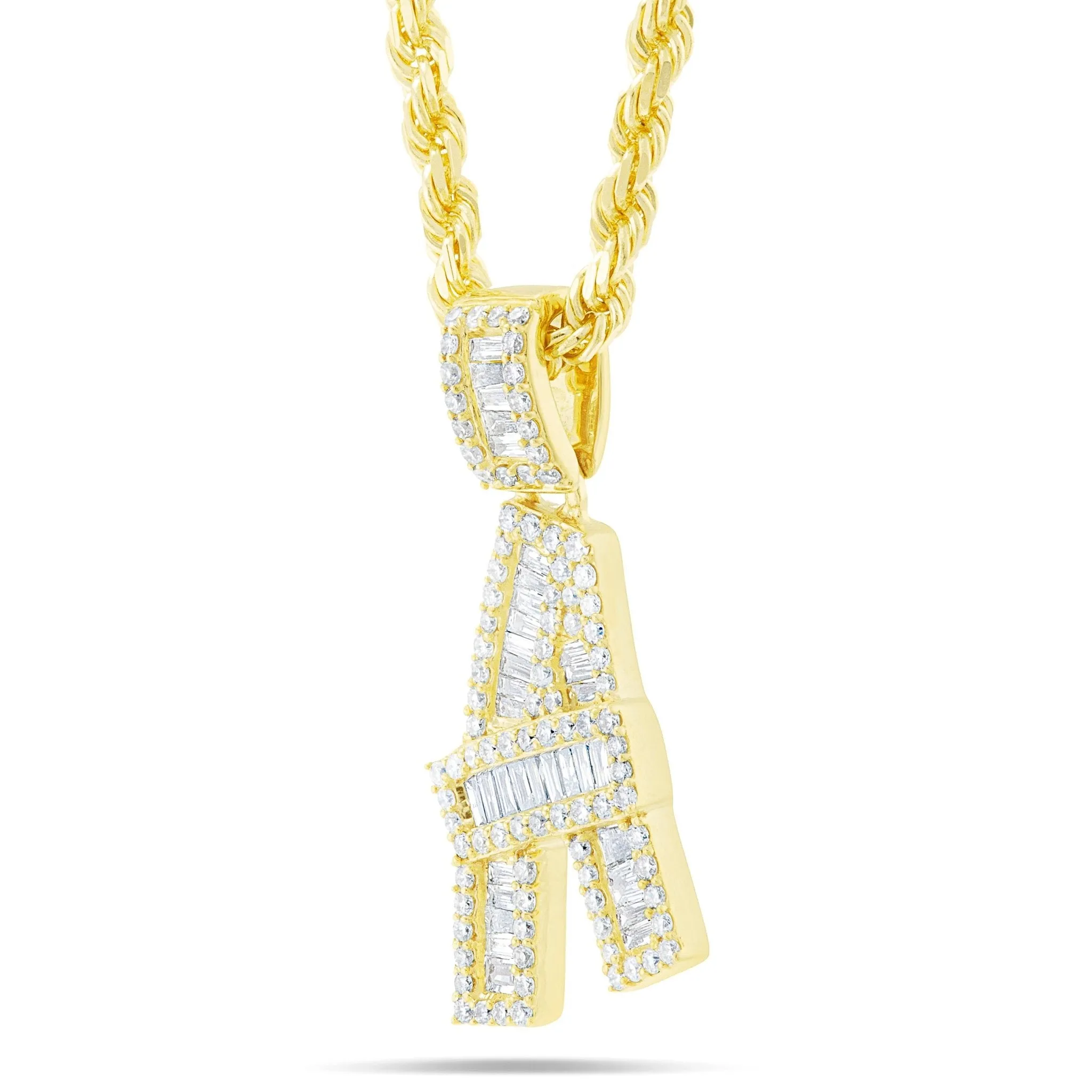 10K Gold 0.81ct Baguette Diamond Initial Pendant