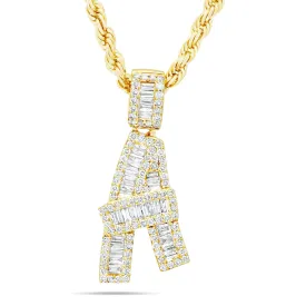 10K Gold 0.81ct Baguette Diamond Initial Pendant