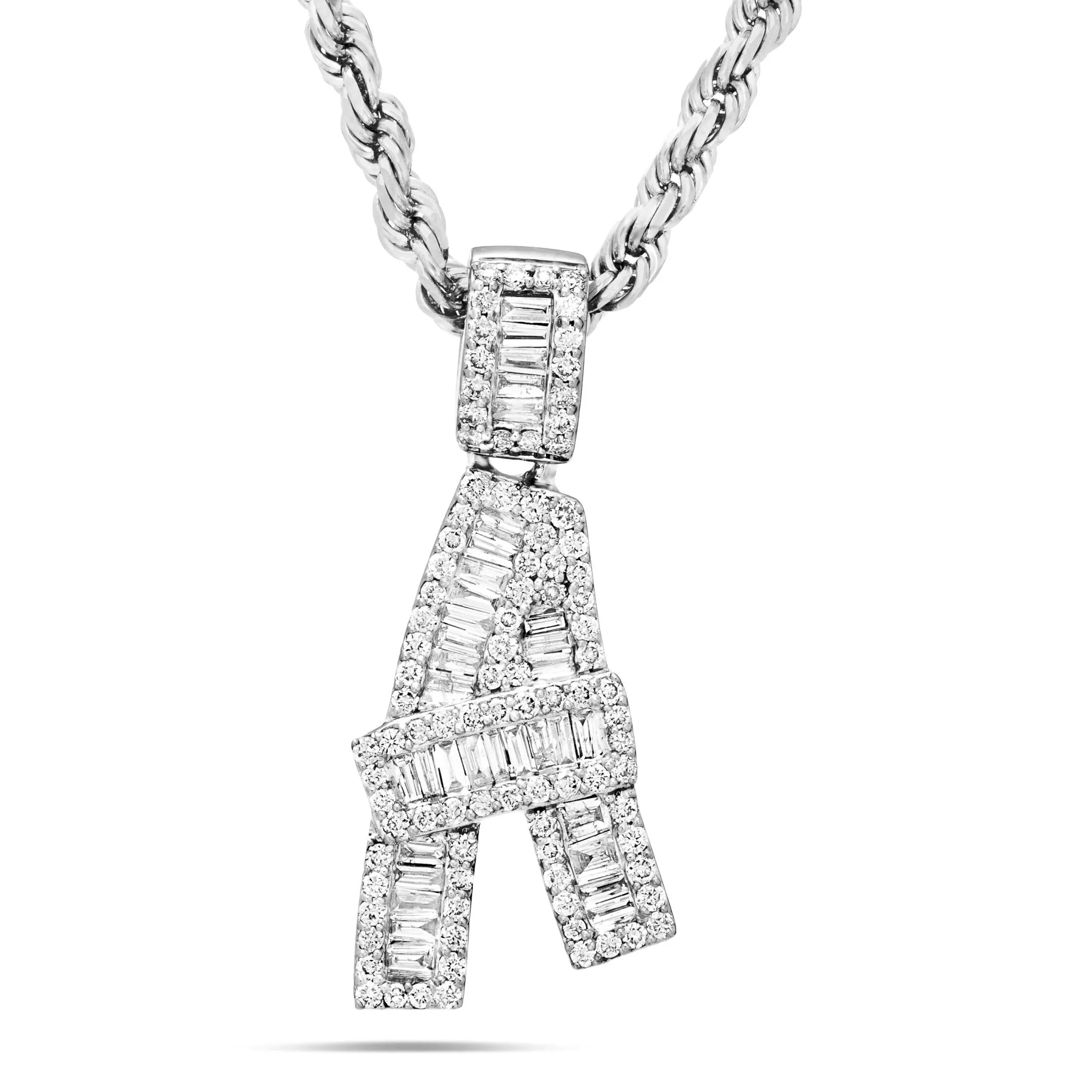 10K Gold 0.81ct Baguette Diamond Initial Pendant