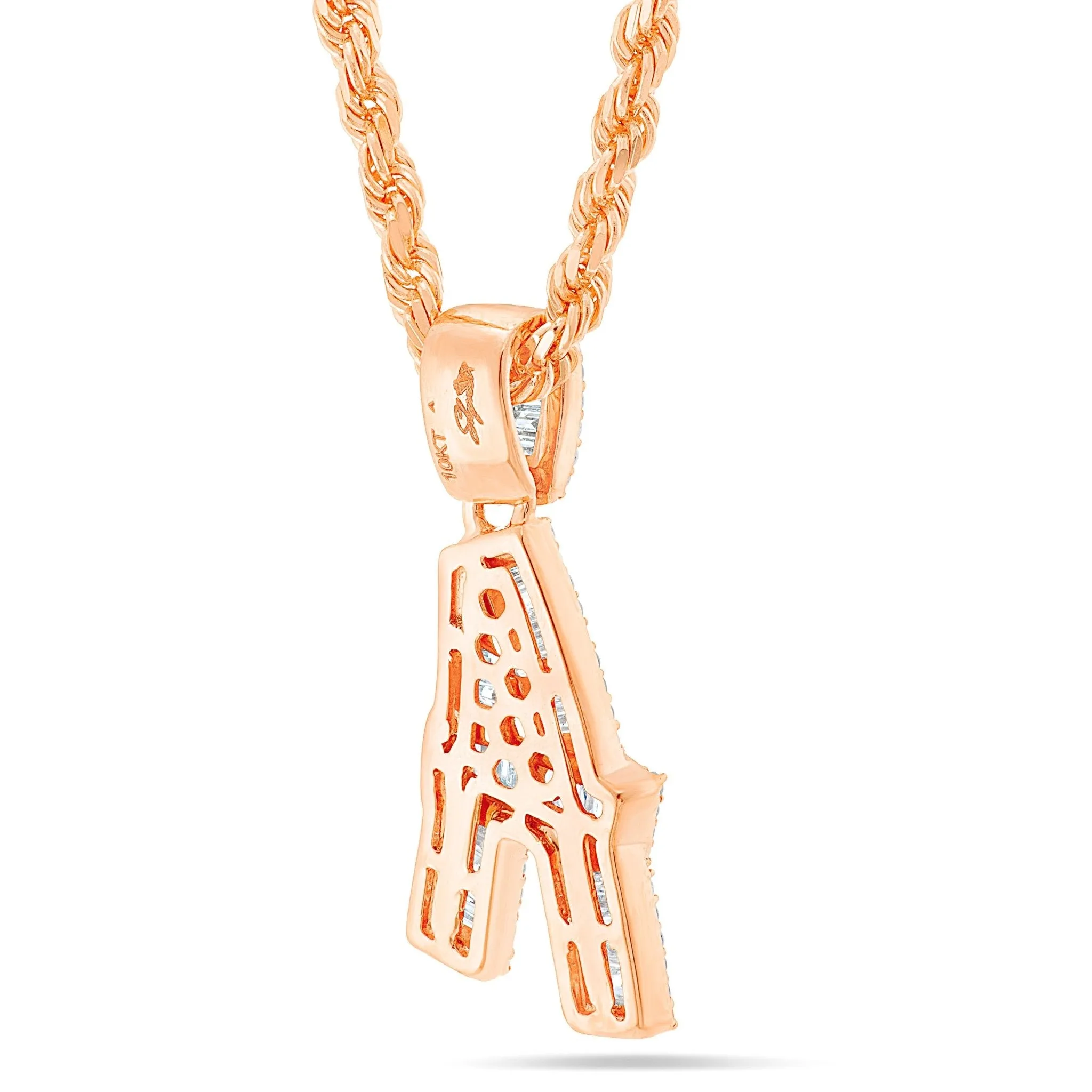 10K Gold 0.81ct Baguette Diamond Initial Pendant