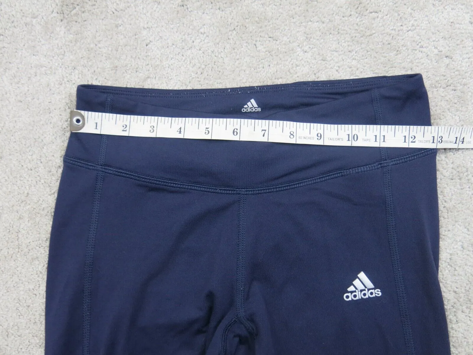Adidas Legging Womens Small Blue Activewear Ankle Pants Swoosh Logo Outdoor