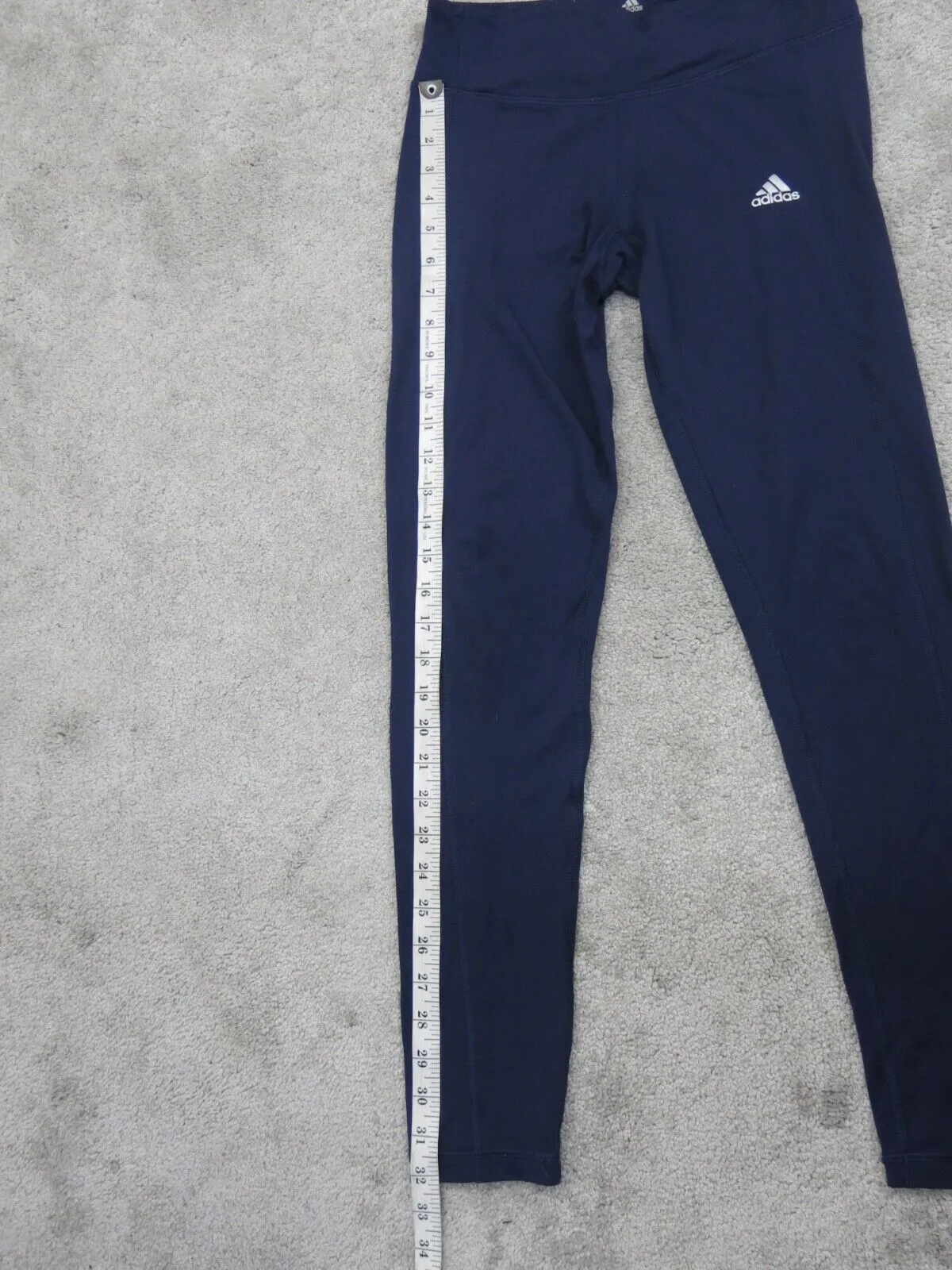 Adidas Legging Womens Small Blue Activewear Ankle Pants Swoosh Logo Outdoor