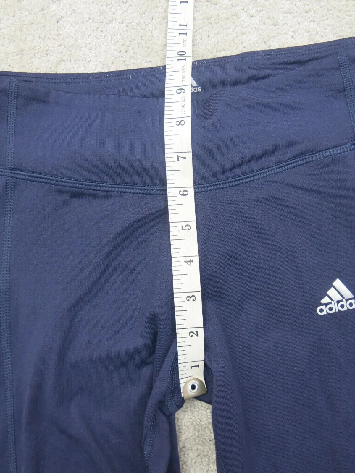 Adidas Legging Womens Small Blue Activewear Ankle Pants Swoosh Logo Outdoor