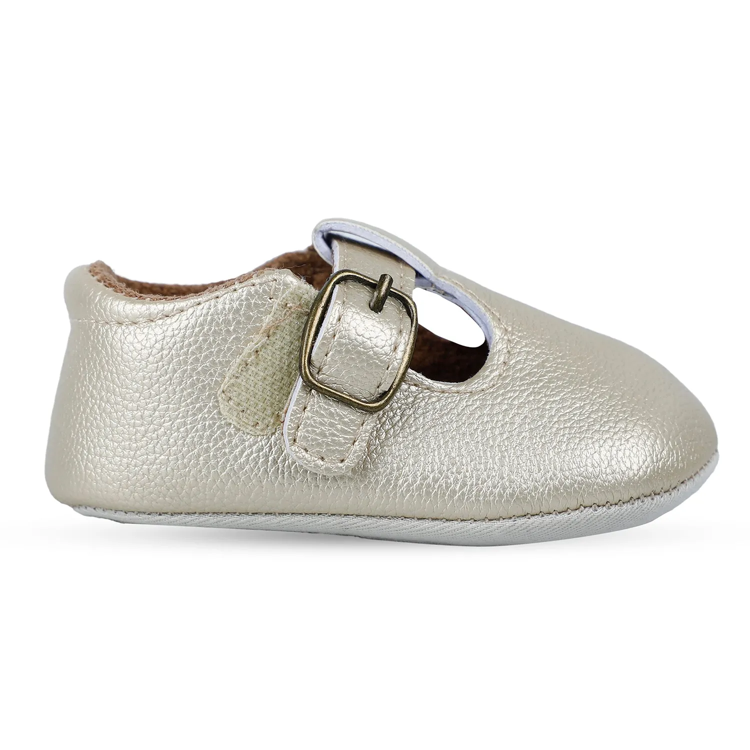 Baby Moo Dressy Metallic Gold Velcro Booties