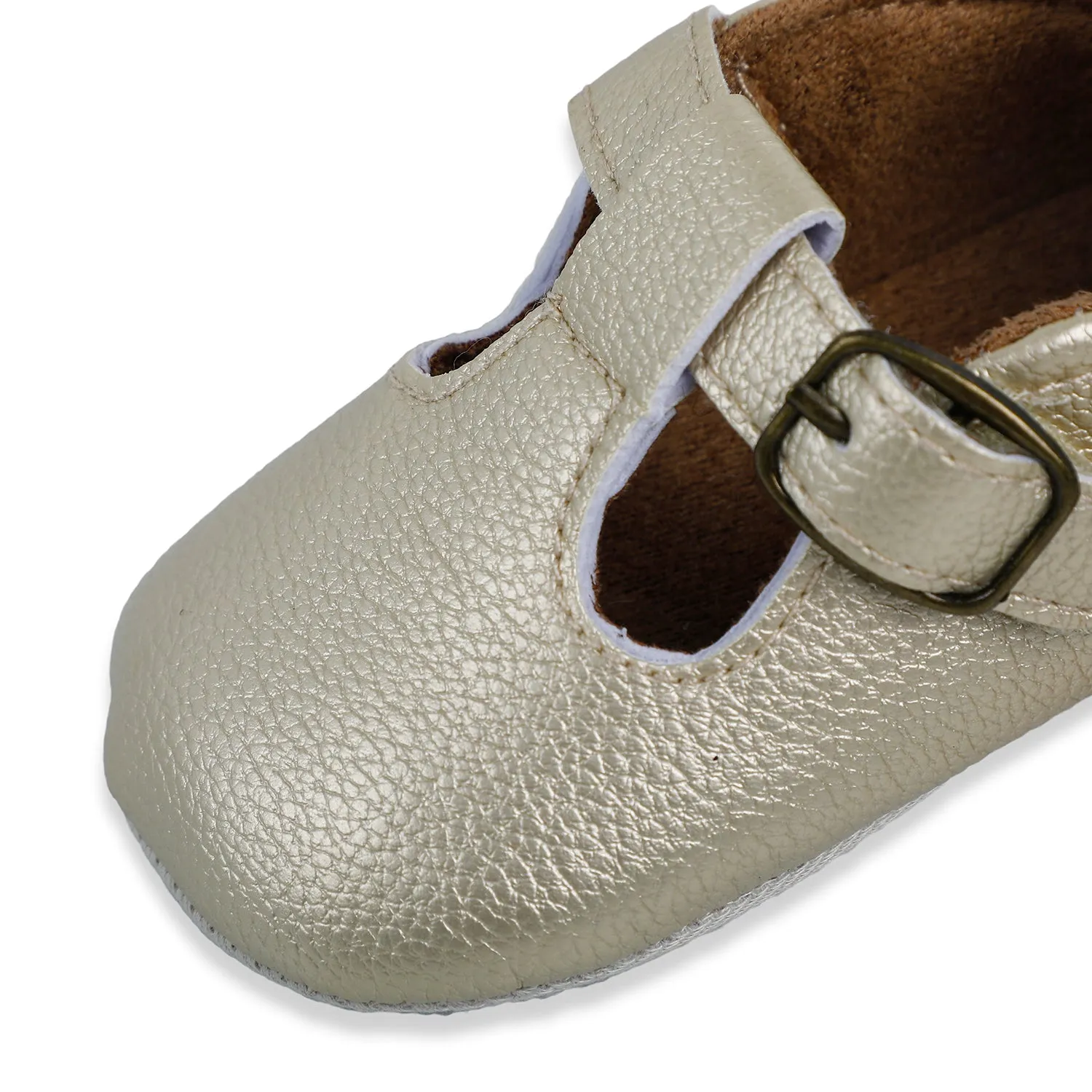 Baby Moo Dressy Metallic Gold Velcro Booties