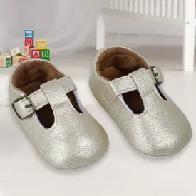 Baby Moo Dressy Metallic Gold Velcro Booties