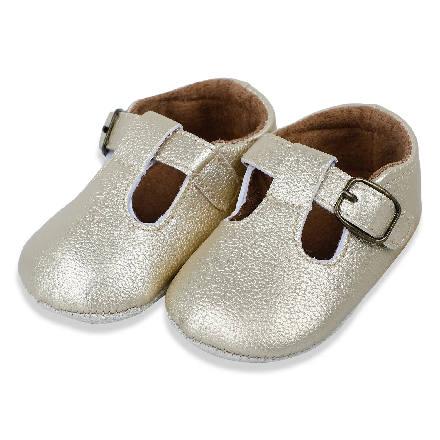 Baby Moo Dressy Metallic Gold Velcro Booties