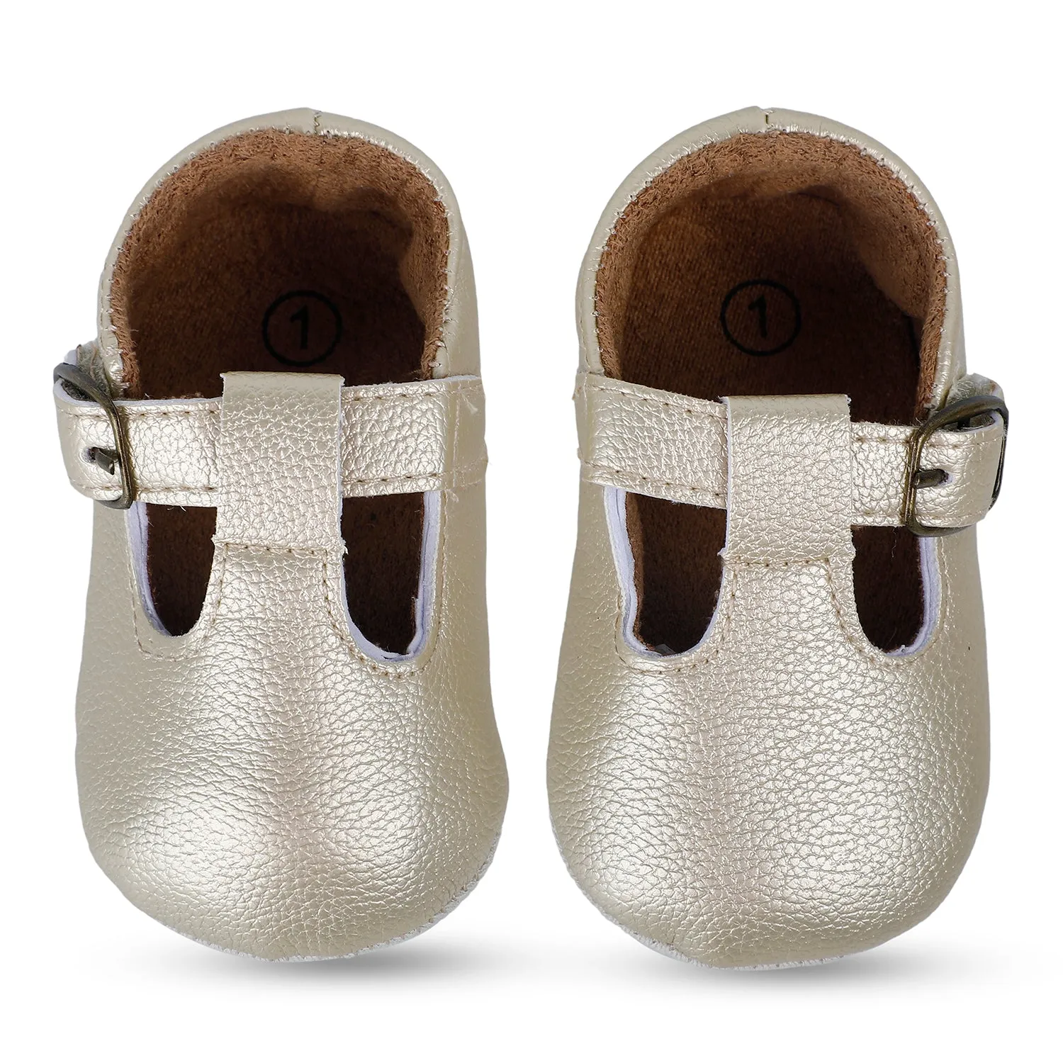 Baby Moo Dressy Metallic Gold Velcro Booties