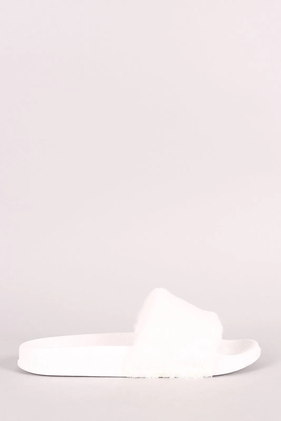 Bamboo Open Toe Fluffy Faux Fur Slide Sandal