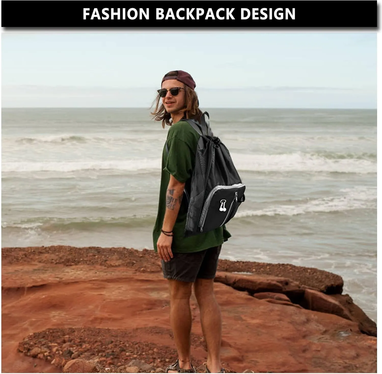 BeeGreen Drawstring Backpack for Men Women Athletic Gym Sports Workout Beach Swim