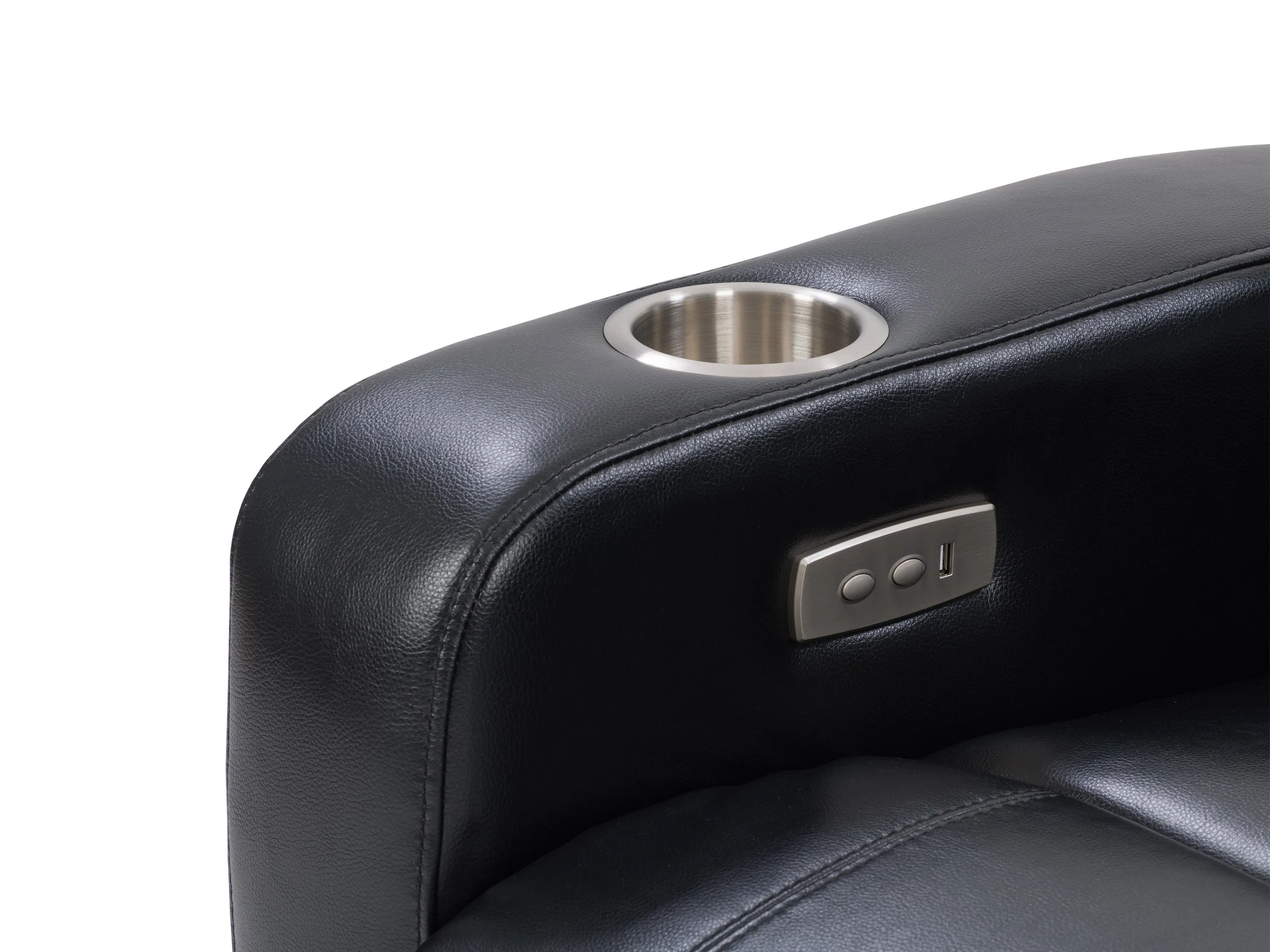 Black Power Recliner with Cup Holder