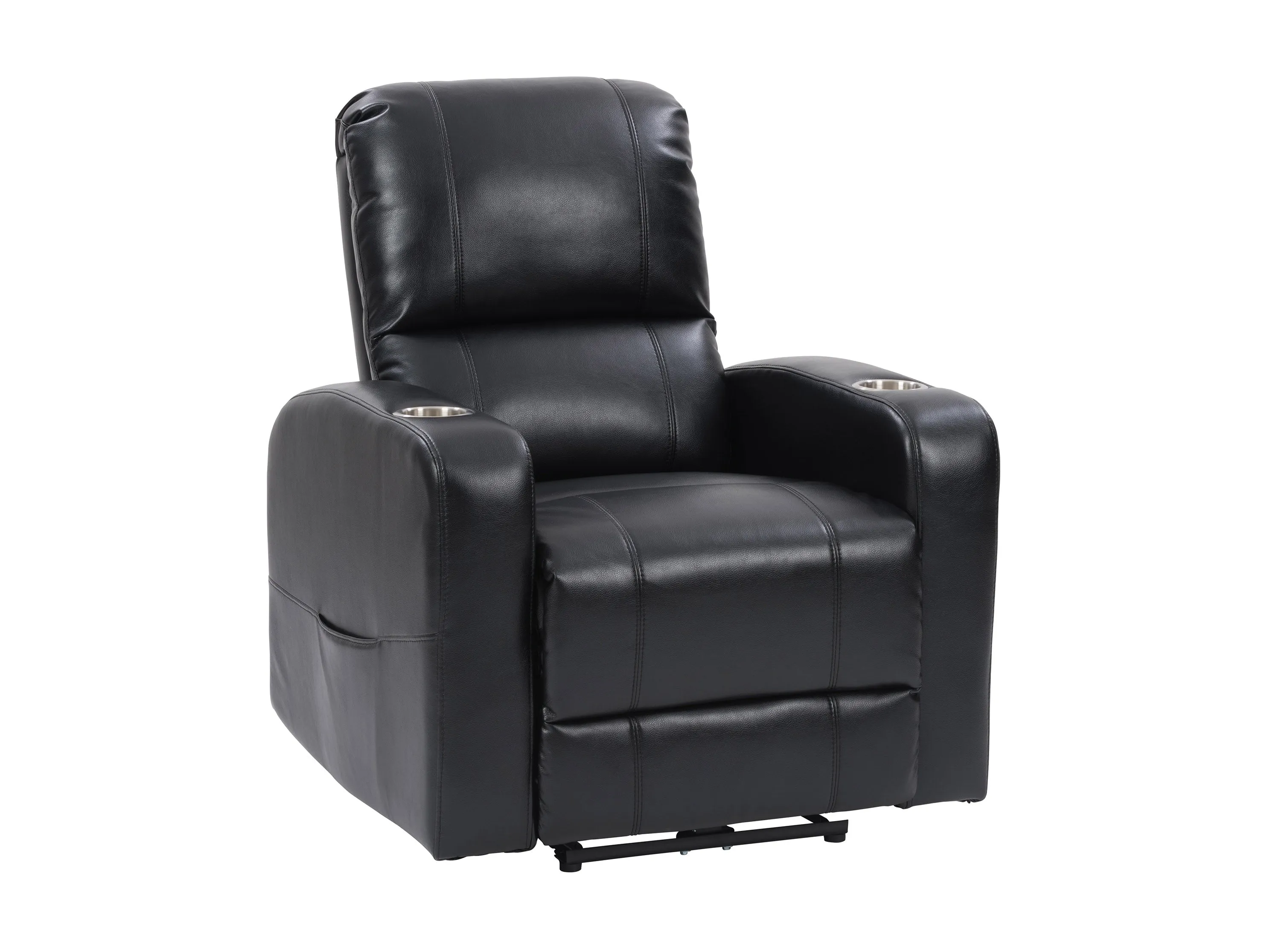 Black Power Recliner with Cup Holder