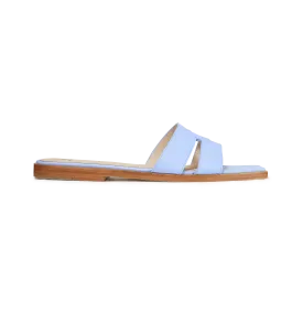 Blue Nappa Strap Slides