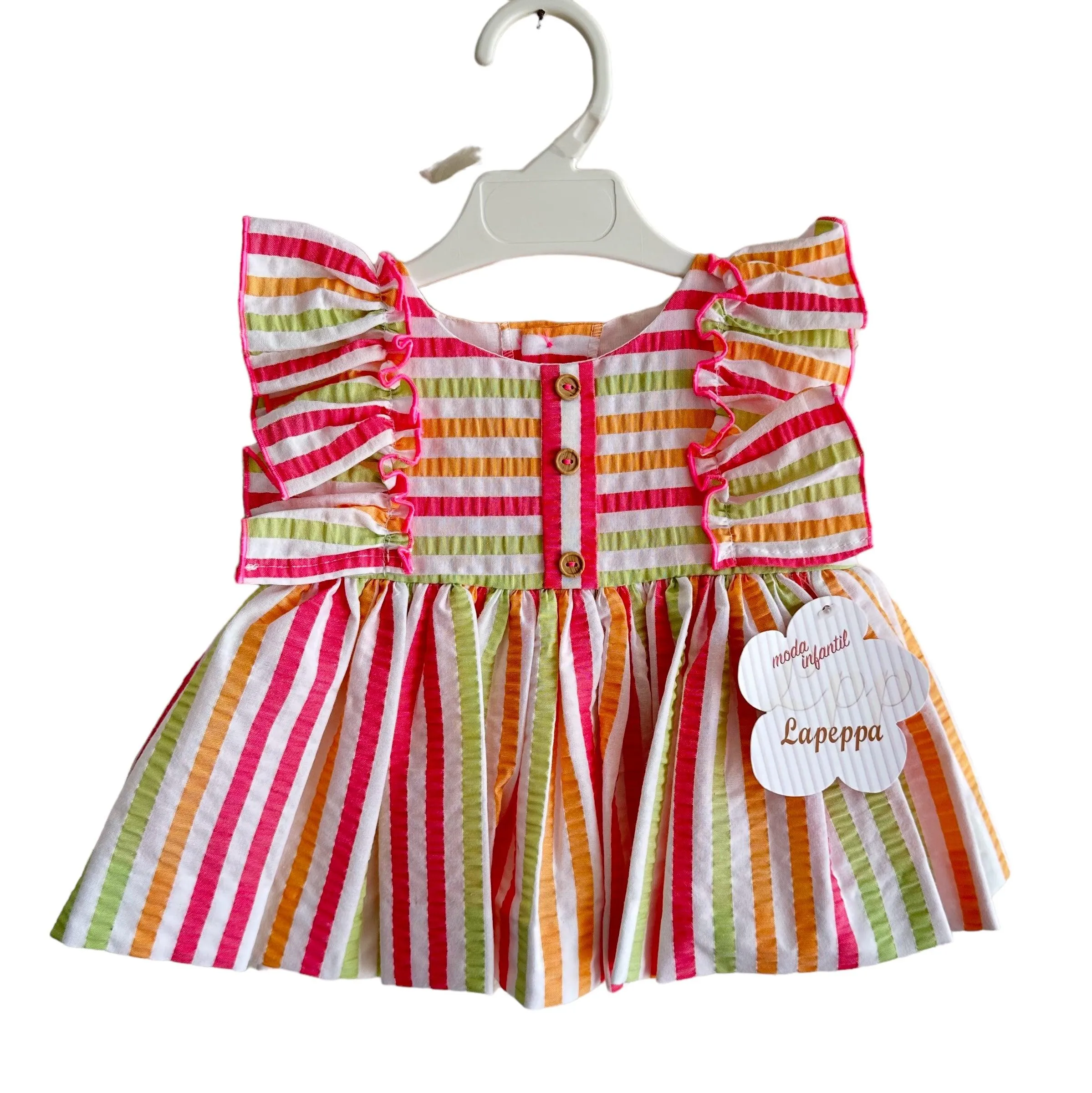 CLEARANCE SALE - La Peppa SS24 - Baby Girls Candy Stripe Dress with Matching Knickers