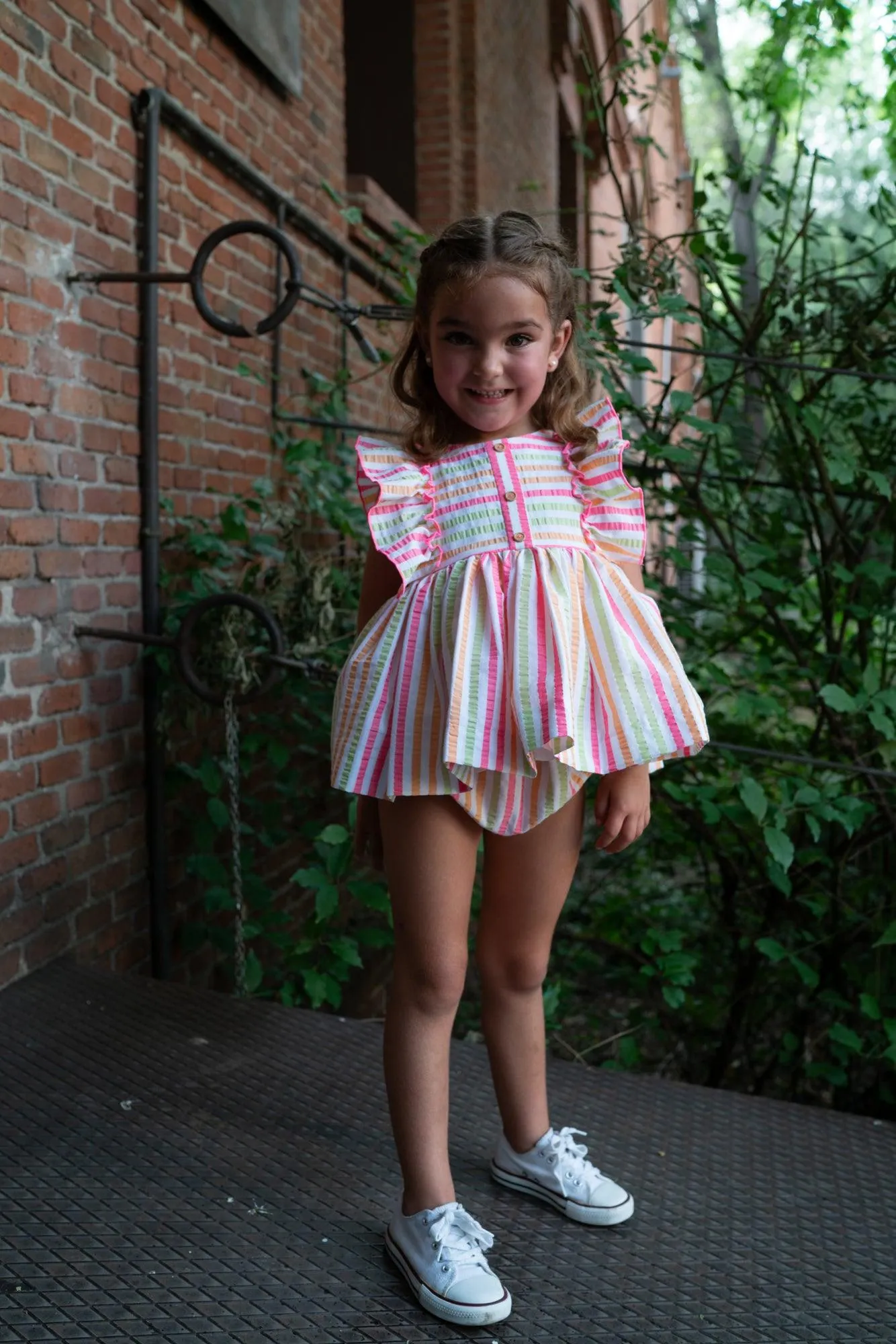 CLEARANCE SALE - La Peppa SS24 - Baby Girls Candy Stripe Dress with Matching Knickers