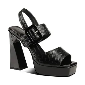 Emily Black Platform Block Heels