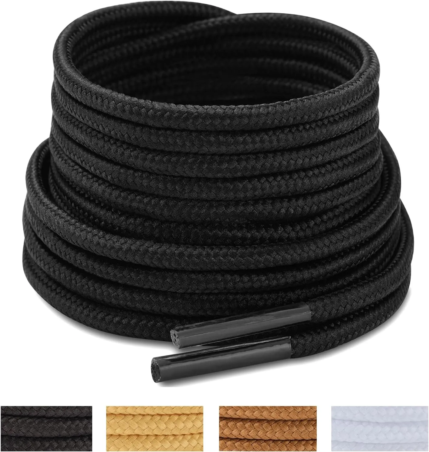Handshop 2 Pairs Round Boots Shoelaces Heavy Duty Outdoor Shoe Laces 30-63 Shoestrings For Hiking Sporting Running