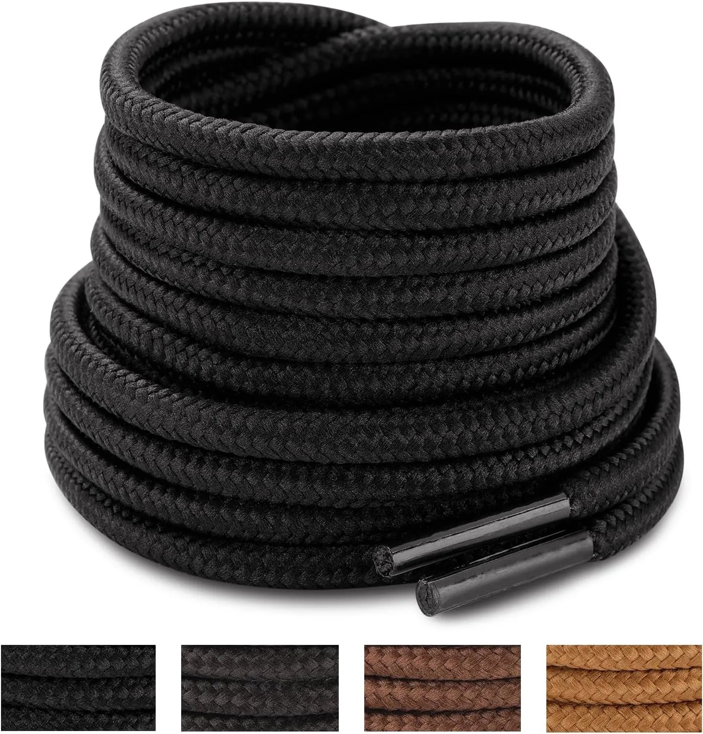 Handshop 2 Pairs Round Boots Shoelaces Heavy Duty Outdoor Shoe Laces 30-63 Shoestrings For Hiking Sporting Running