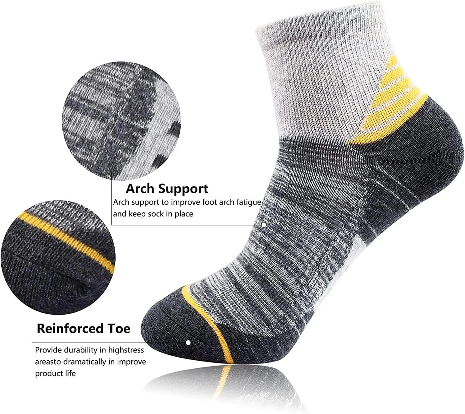 J.WMEET Women's Athletic Ankle Socks Quarter Cushioned Running Socks Hiking Performance Sport Cotton Socks 6 Pack
