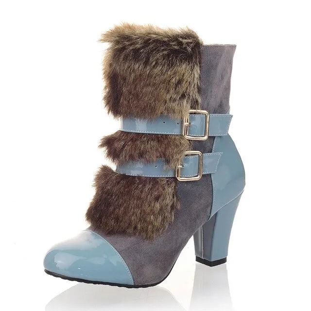 Keep warm plush high heels boots