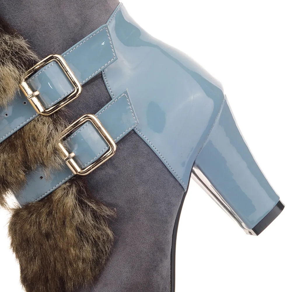 Keep warm plush high heels boots