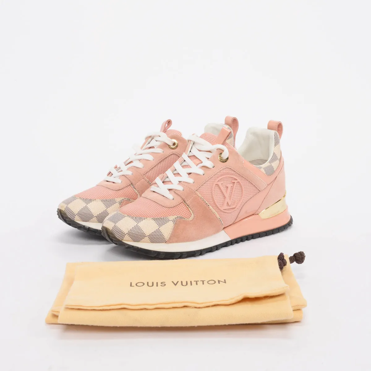 Louis Vuitton Pink Damier Azur Run Away Sneakers 37