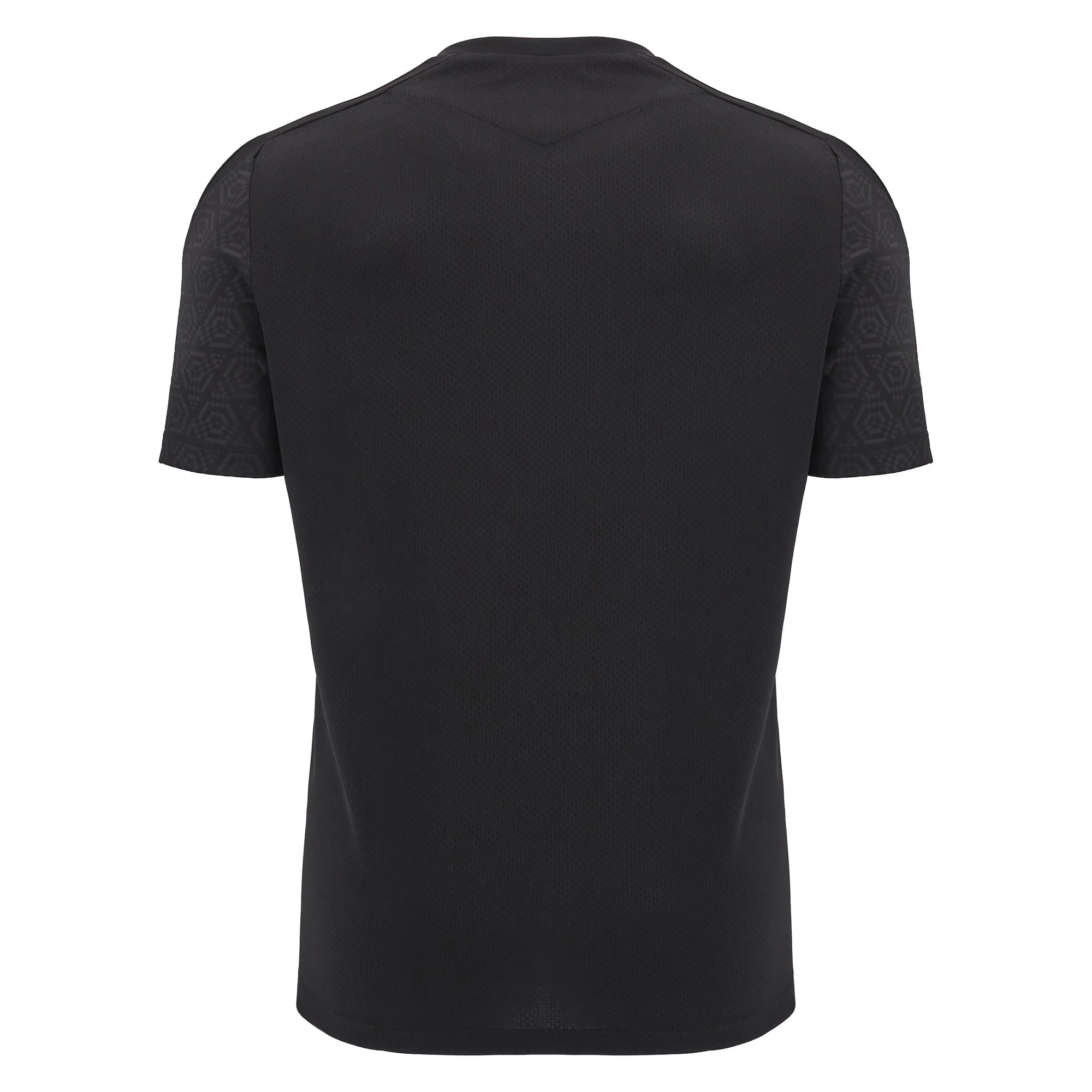 Macron Wales WRU 24/25 Adults 6NT Black Poly Training SS Rugby Shirt