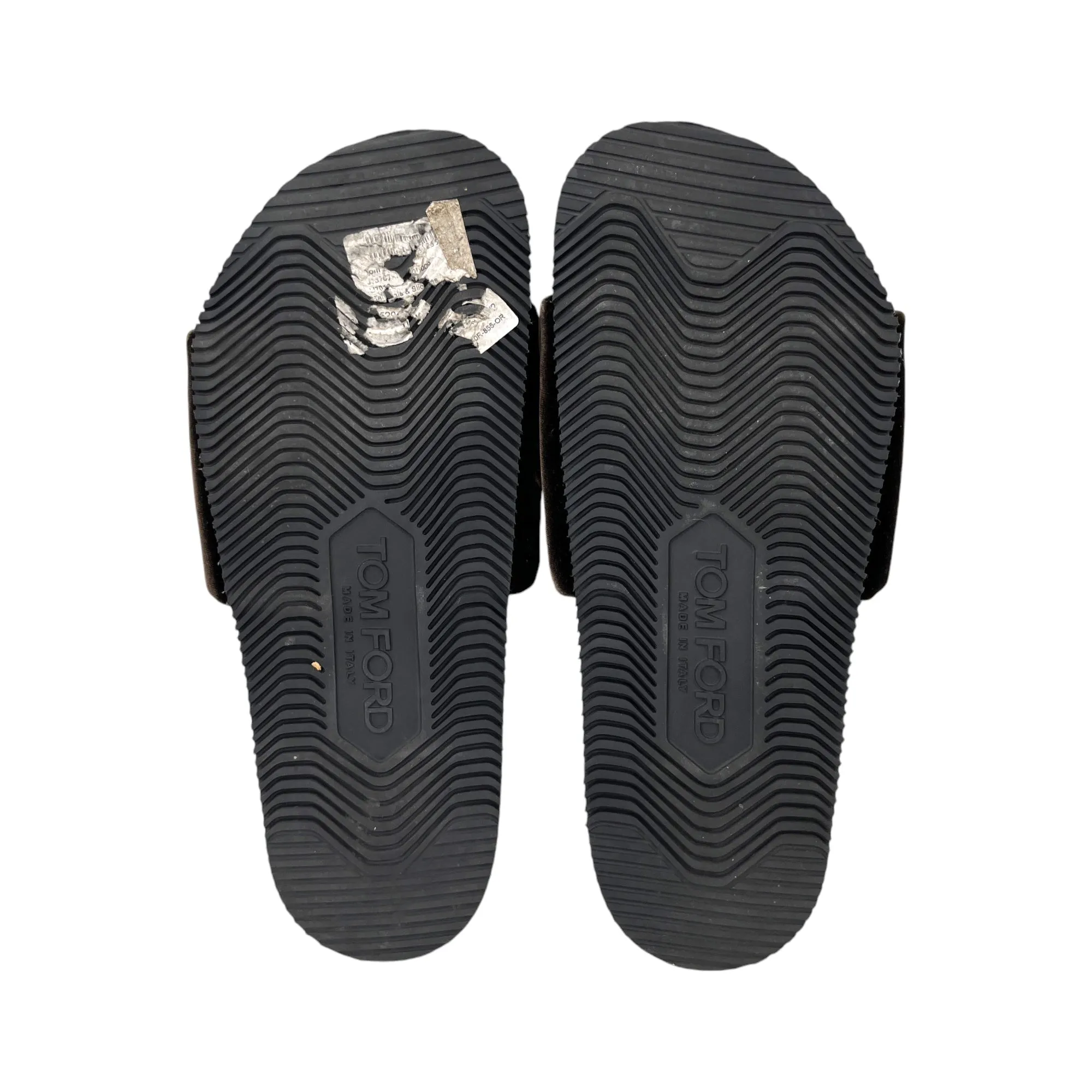 Men's Embroidered Logo Velvet Slides Brown Size EU 41 / UK 7