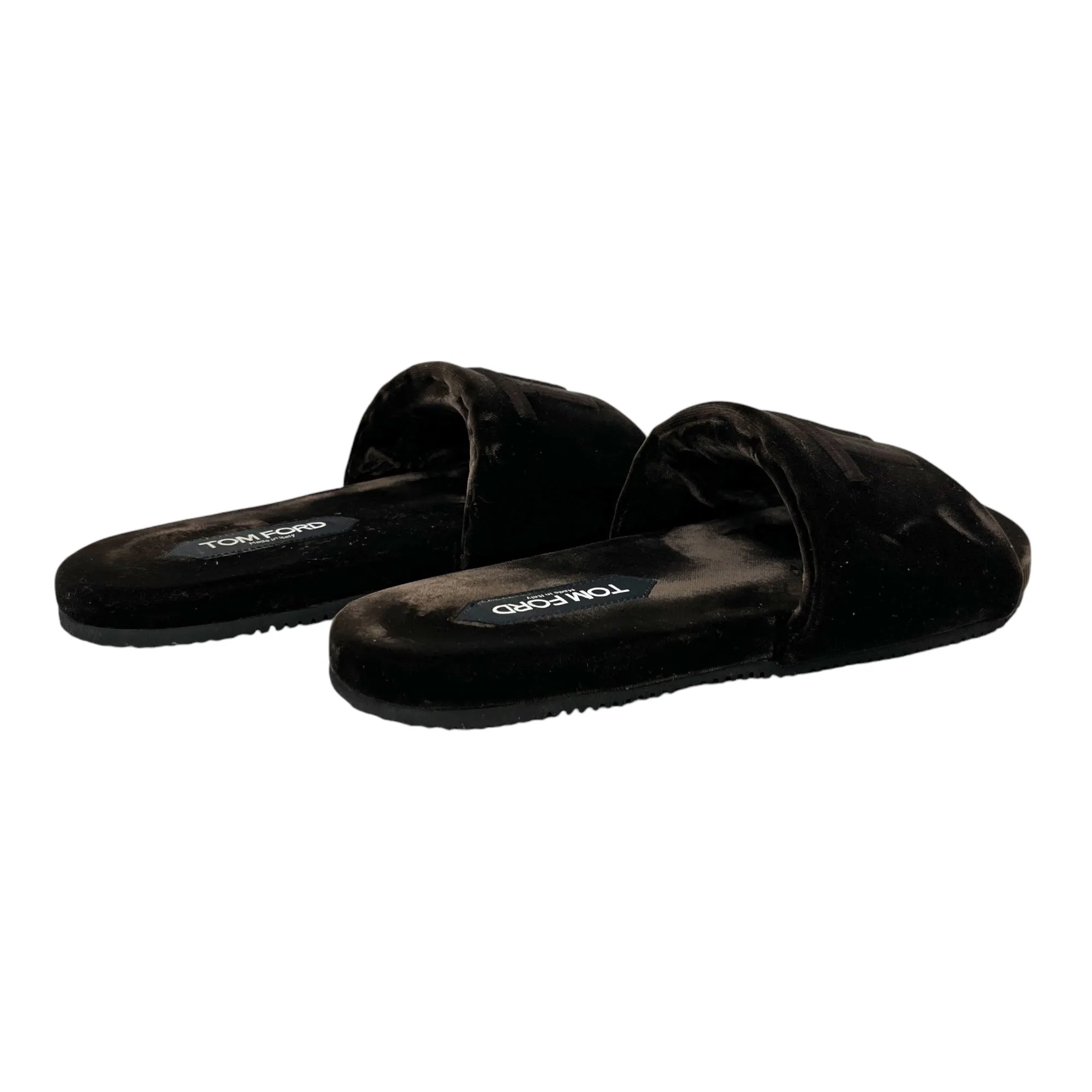 Men's Embroidered Logo Velvet Slides Brown Size EU 41 / UK 7
