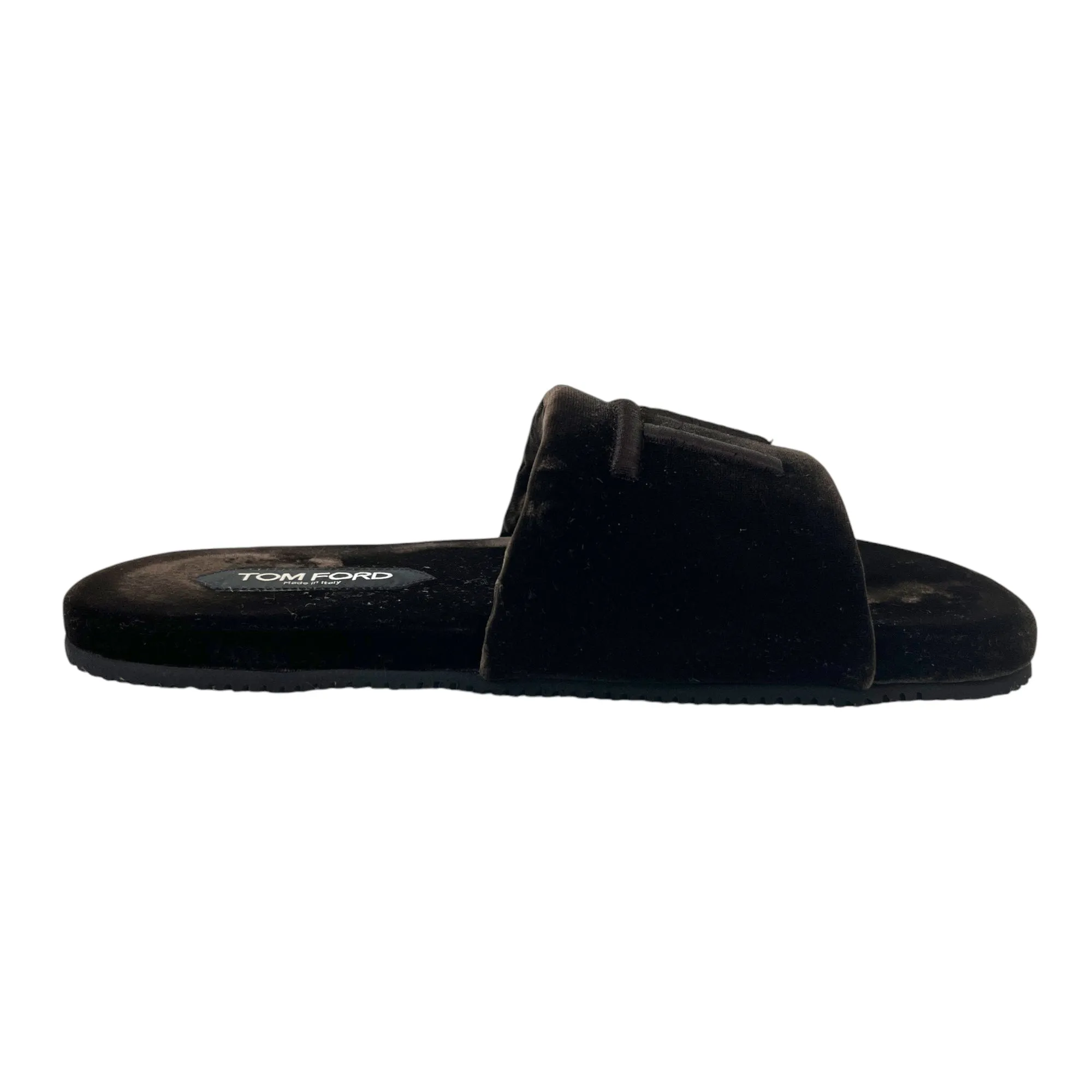 Men's Embroidered Logo Velvet Slides Brown Size EU 41 / UK 7