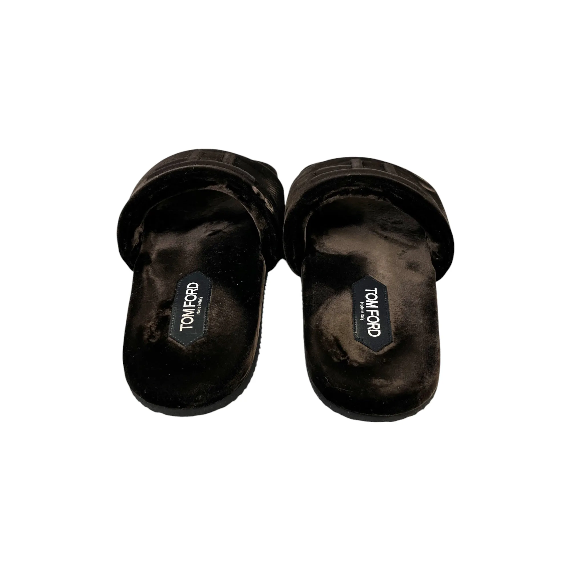 Men's Embroidered Logo Velvet Slides Brown Size EU 41 / UK 7