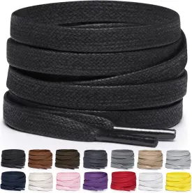 Miscly Flat Waxed Cotton Shoe Laces for Boots, Sneakers, and Shoes  Multiple Lengths and Colors Available