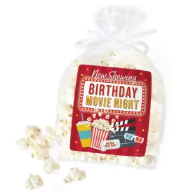 Movie Night: Kid's Birthday - Chip Bag, Popcorn or Snack Bag Stickers - 32 Stickers