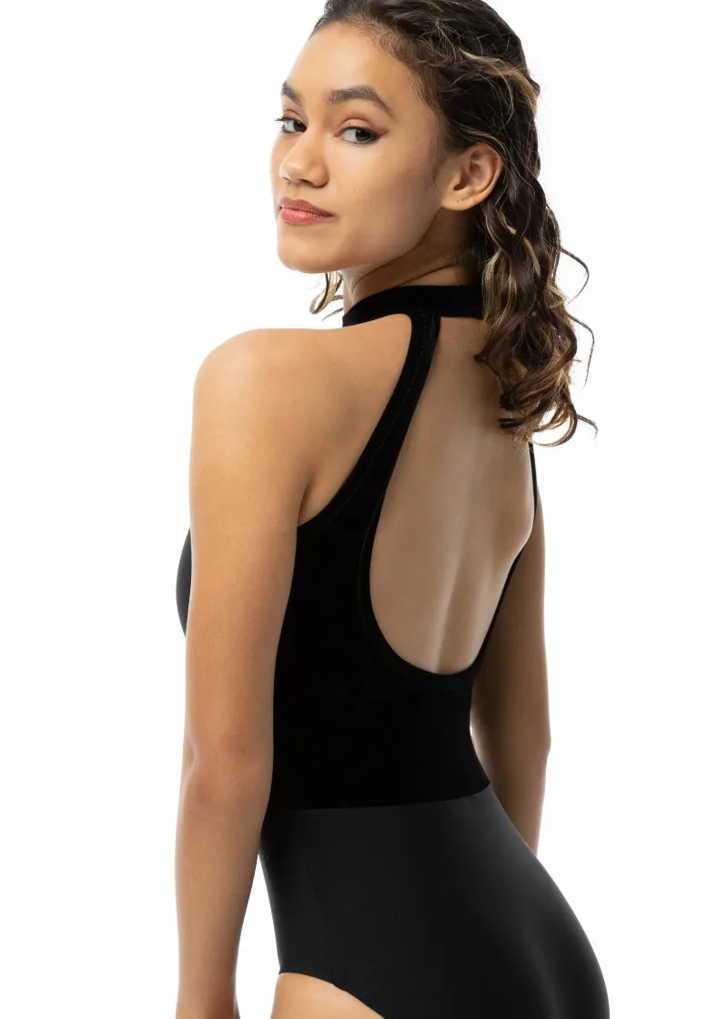 ON SALE Stardust Velvet High Neck Tank Leotard (Black)