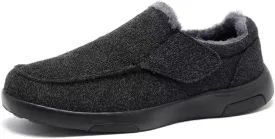 OrthoComfoot Men's Orthopedic Slippers Walking Shoes with Arch Support: Slip On Loafers for Plantar Fasciitis, Casual Flat Feet Hook and Loop Mule Clogs for Foot and Heel Pain Relief