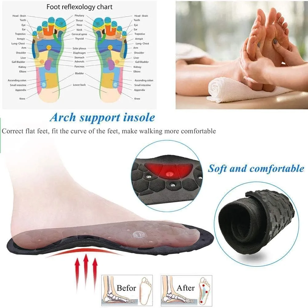 Orthopedic Acupressure Insoles  Reflexology Massage Insoles for Pain Relief, Comfortable Foot Support for Men and Women (Black, S(Men 4-7/Women 5-8))