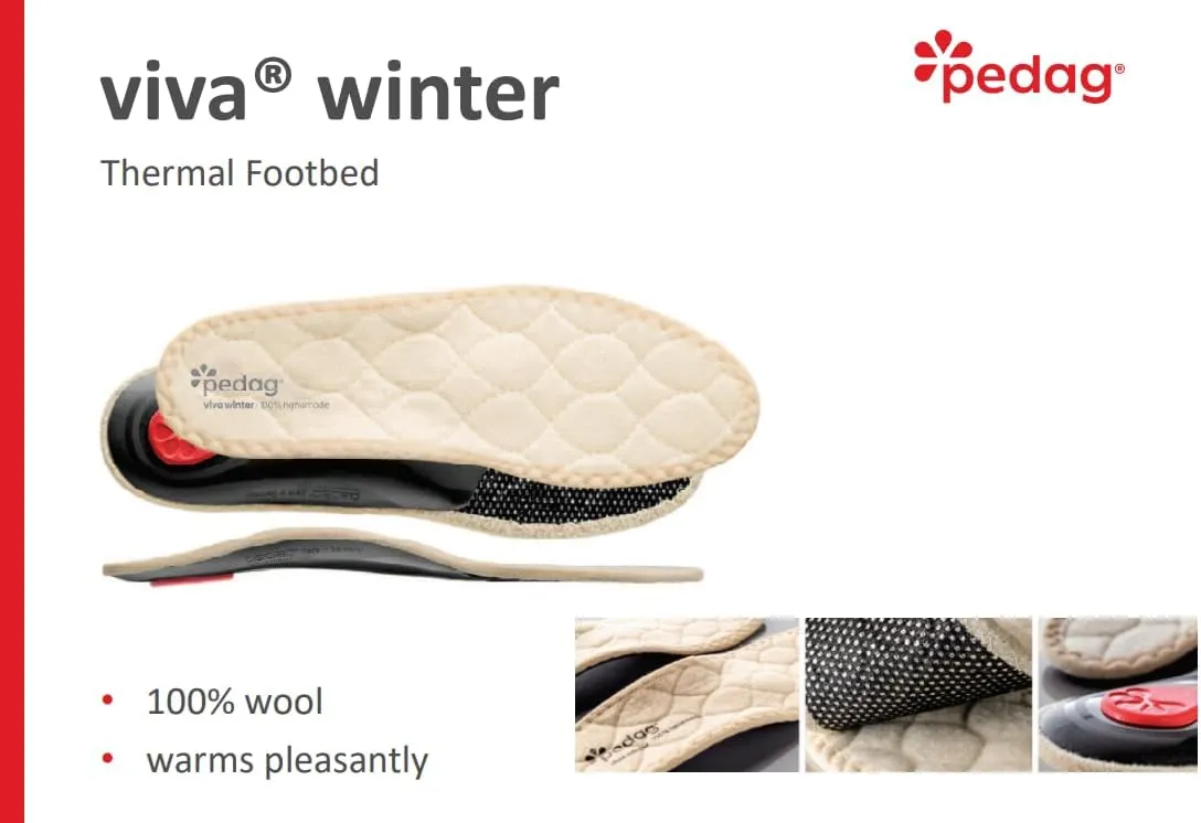 Pedag Viva Winter | Insulating Insoles | Made in Germany | Heel Cushion, Longitudinal & Metatarsal Arch Support | Boost Warmth & Comfort | 1 Pair | Men US 11/ EU 44
