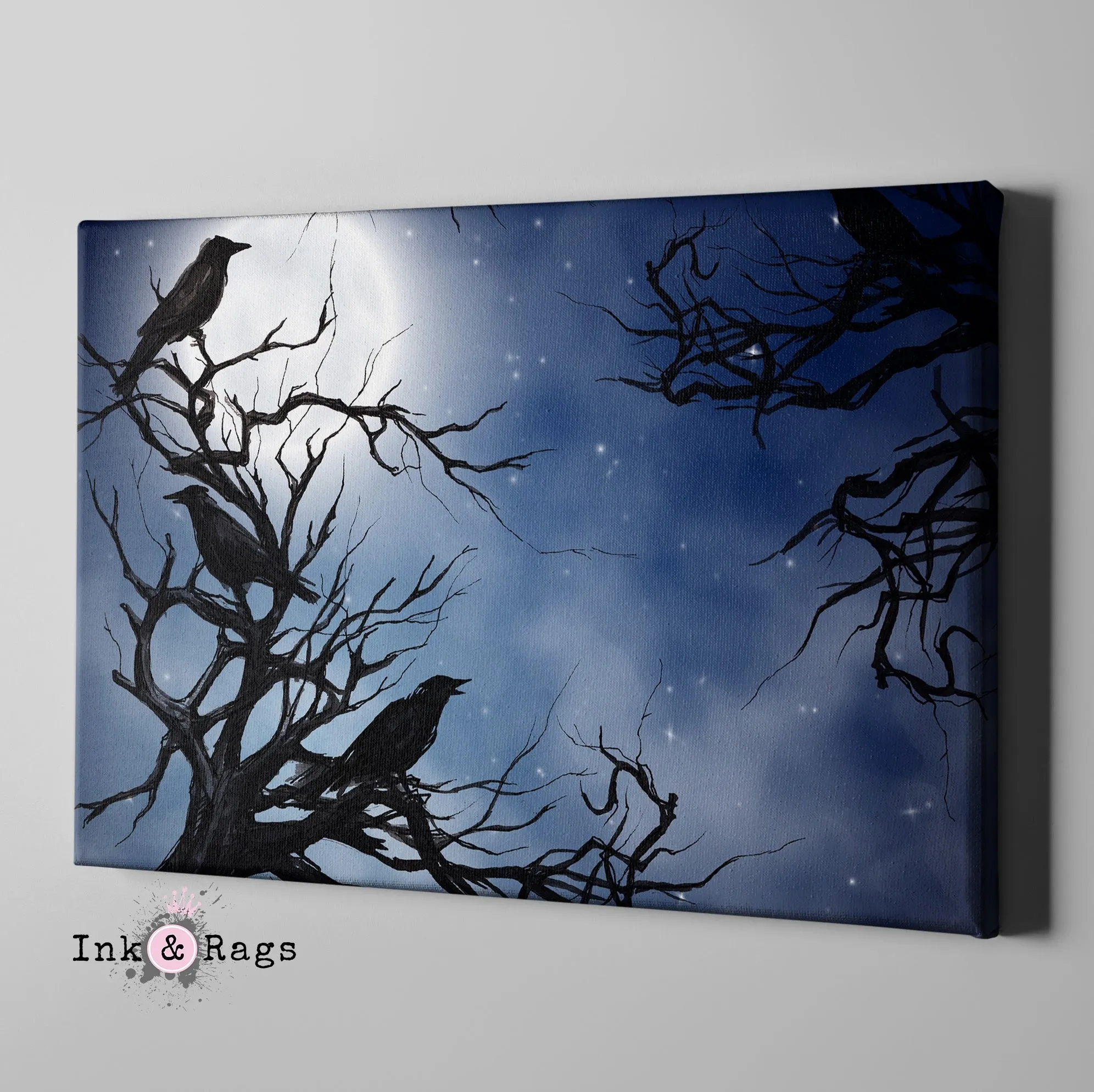 Ravens in the Moonlight Gallery Wrapped Canvas