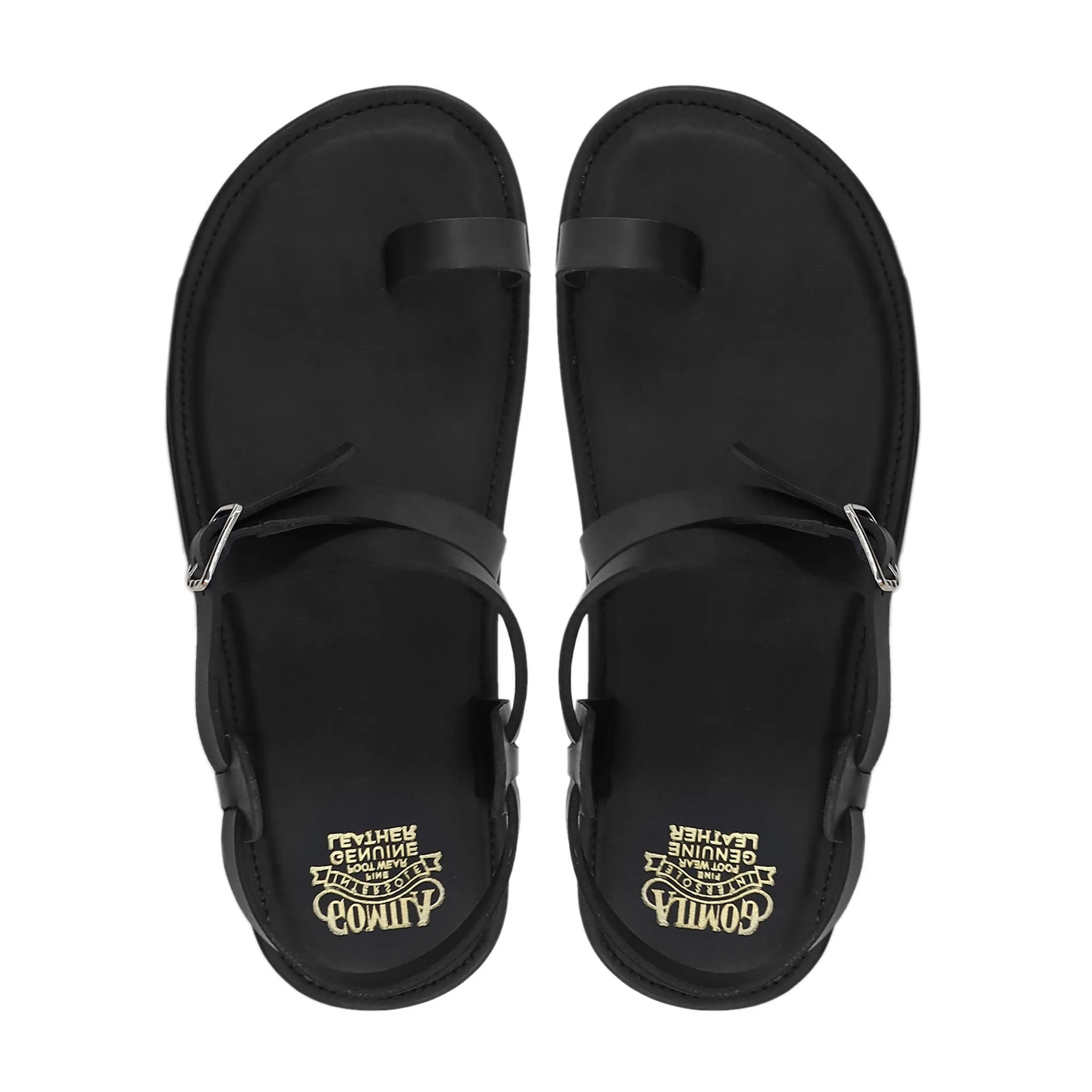 Shuya - Men's Black Calf Leather Sandal