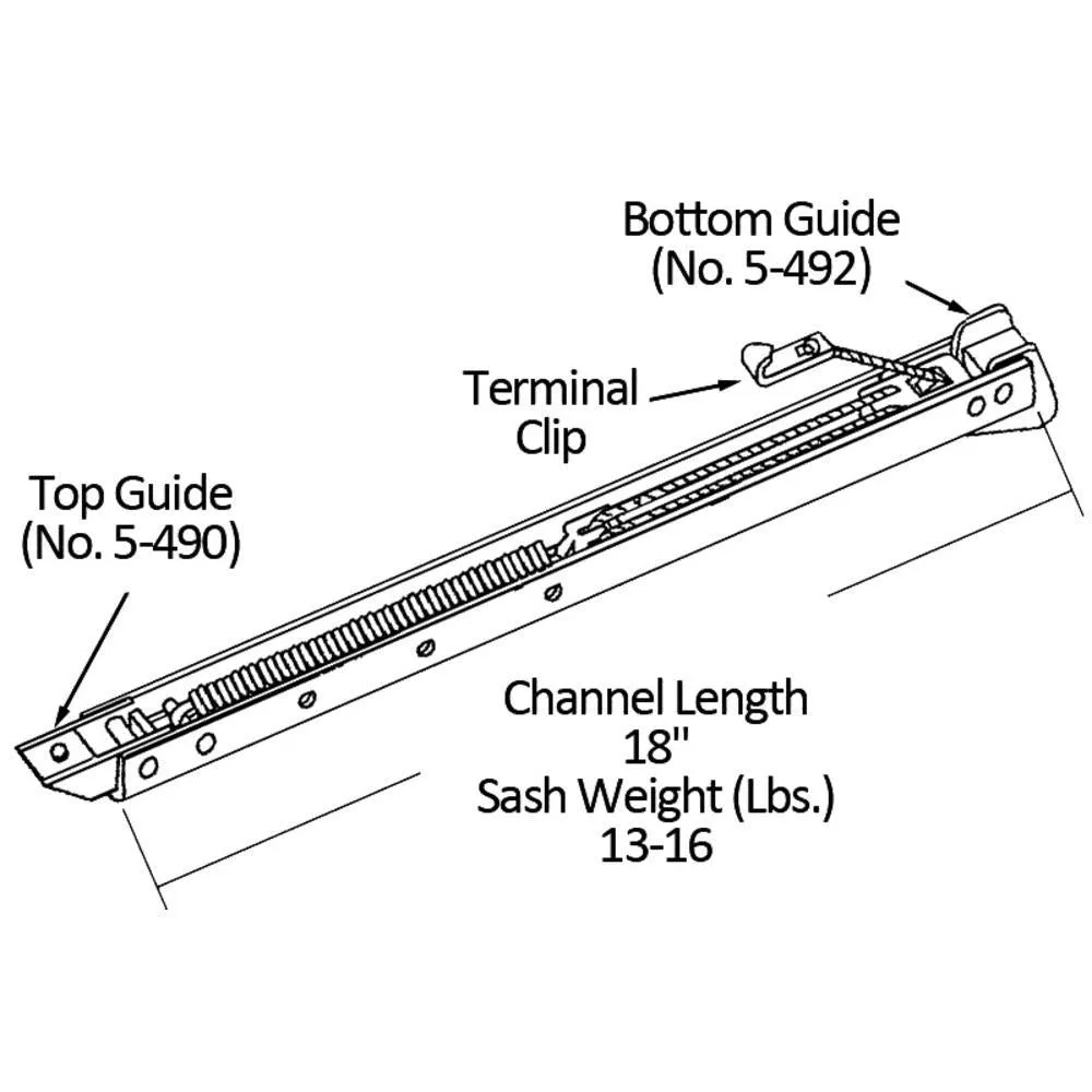 Single Hung Sliding Window 18" Sash Balance With Wings 13-16 Lbs