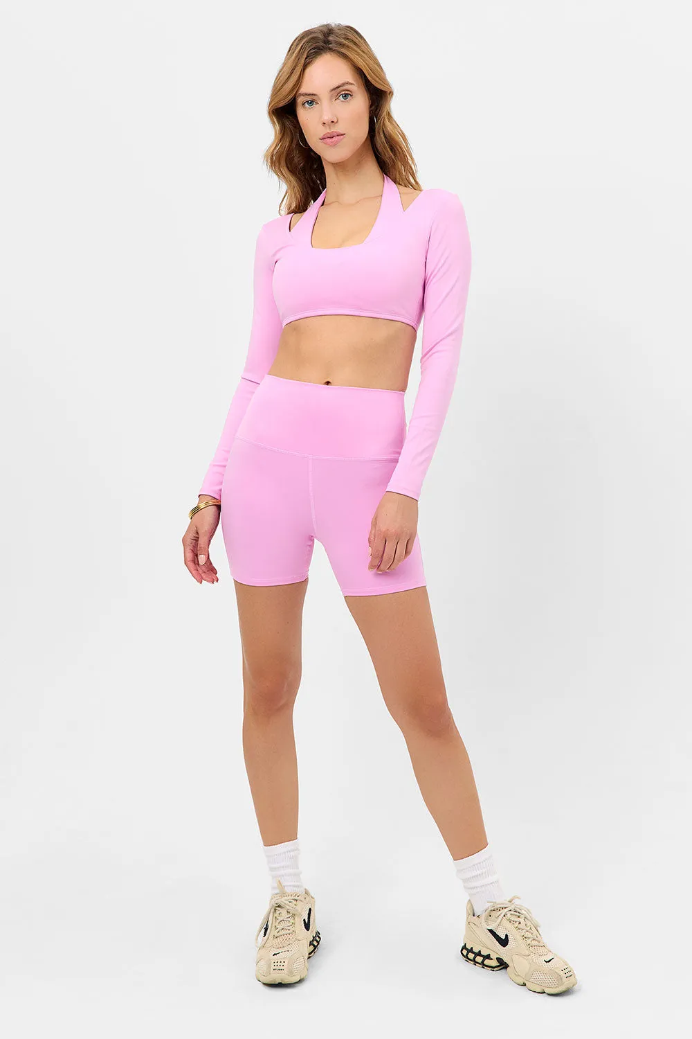 Speedy Long Sleeve Crop Top - Baby Pink
