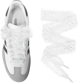 UamGlsob Lace Fancy Shoelaces for Adidas Samba Shoes, 3CM Wide Flat Soft Lace Shoe Laces for Women Girls