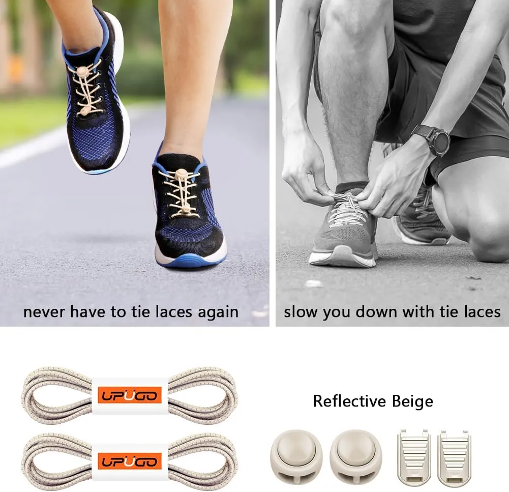 UpUGo Elastic Shoe Laces, No Tie Shoe Laces Tieless for Kids, Adults, Elderly, One Size Fit All