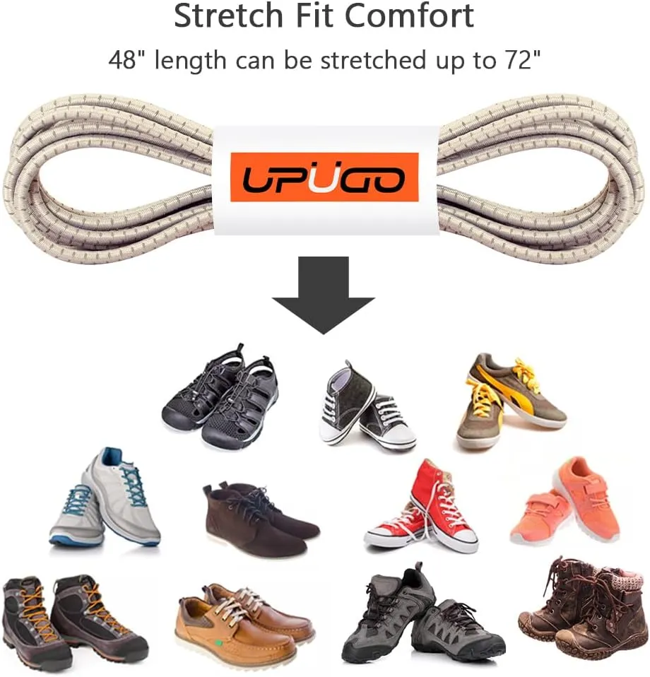 UpUGo Elastic Shoe Laces, No Tie Shoe Laces Tieless for Kids, Adults, Elderly, One Size Fit All