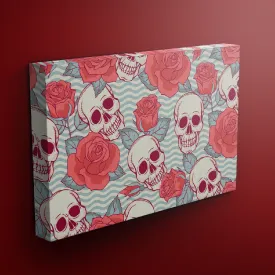 Wavy Chevron Rose Skull Gallery Wrapped Canvas