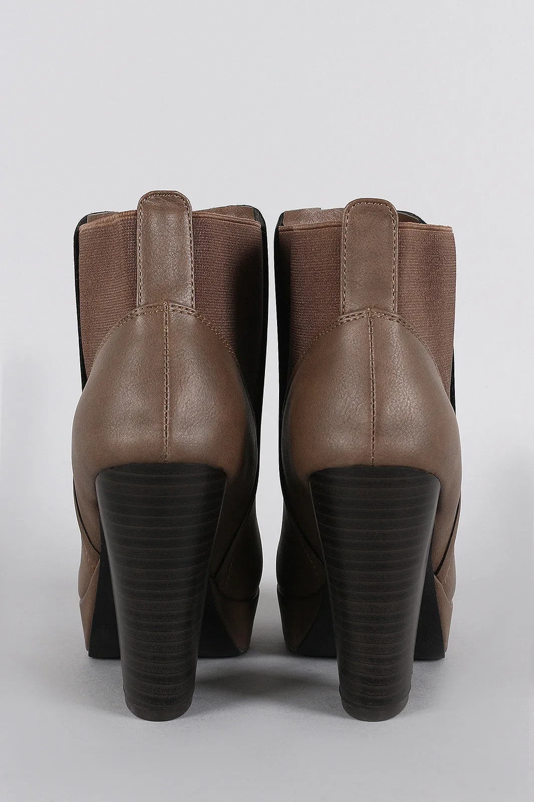 Wild Diva Lounge Elastic Gores Platform Chunky Heeled Booties